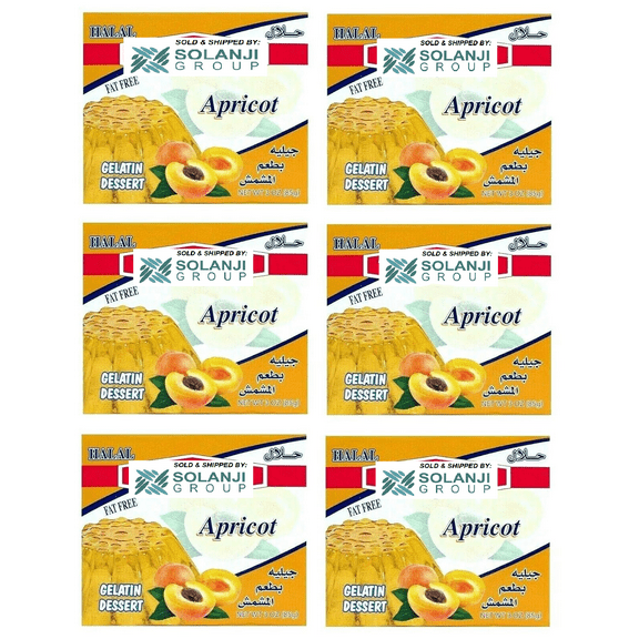 Apricot Halal Gelatin Dessert Jell-O  3.oz each - Pack of 6 - جيليه المشمش حلال