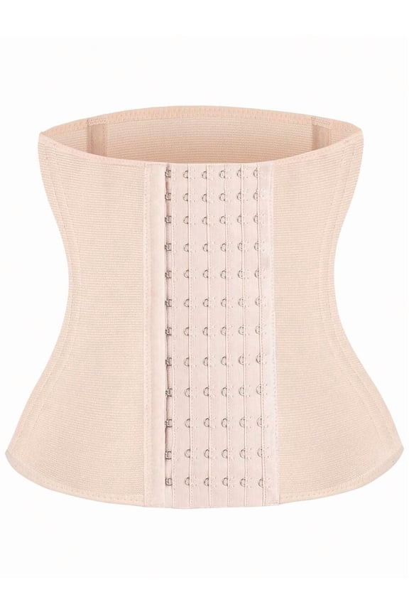 Apricot High-Stretch Waist Trainer Corset with Hook-and-Eye Closure