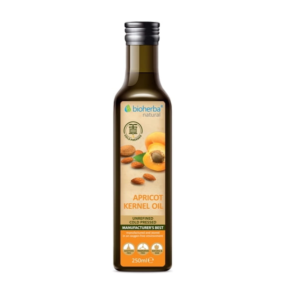 Apricot Kernel Oil 250 ml Cold-Pressed & Natural | Rich in Vitamins A, E & B | Light Texture & Delicate Aroma | For Cooking, Skin & Hair | By BIOHERBA