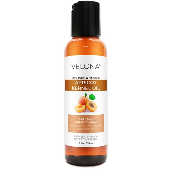 Apricot Kernel Oil by Velona - 2 Fl Oz | 100% Pure and Natural Carrier Oil | Refined, Cold Pressed | Hair, Body and Skin Care | Use Today - Enjoy Results