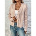 thumbnail image 1 of Apricot Knit Cardigan with Openwork Sleeve & Button Design, 1 of 5
