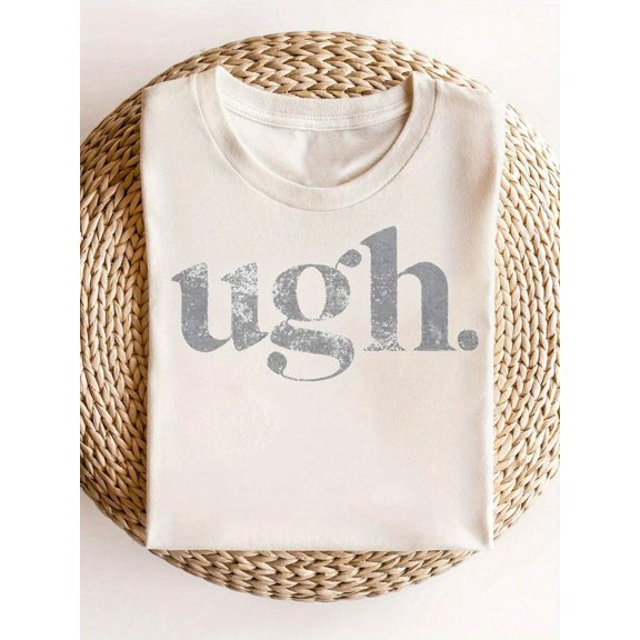 Apricot Relaxed-Fit Graphic T-Shirt With Distressed Ugh. Print