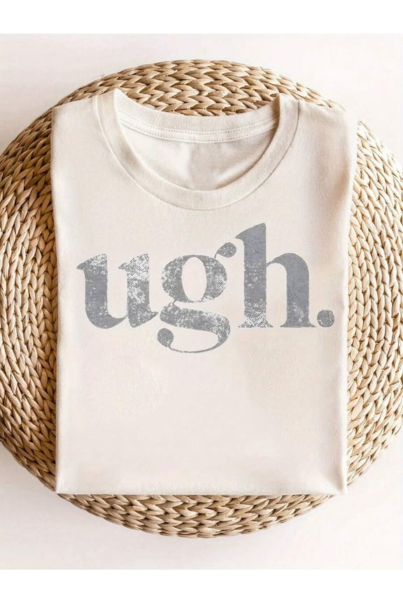 Apricot Relaxed-Fit Graphic T-Shirt With Distressed Ugh. Print