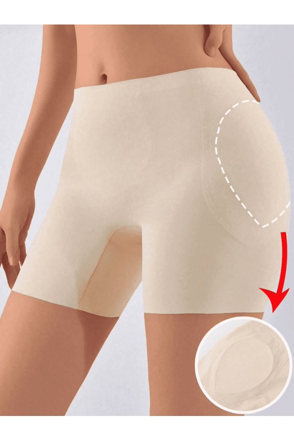 Apricot Seamless Hip Enhancing Shapewear Shorts, Medium Control, High Waist