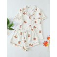 thumbnail image 1 of Apricot Teddy Bear Print Pajama Set: Short Sleeve Button-Up Top & Shorts, 1 of 7