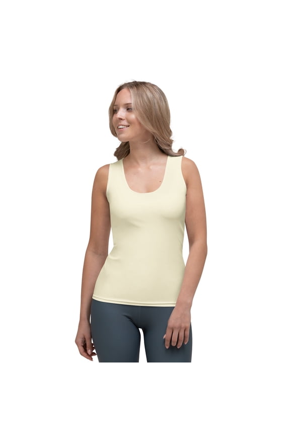 Apricot White Color Women Poly Span Tank Top