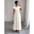 thumbnail image 1 of Apricot Women Ruffle Sleeve Pleated Maxi Dress With Scoop Neck And Relaxed Fit, 1 of 6