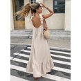thumbnail image 1 of Apricot Womens Sleeveless Ruffle Hem Maxi Dress With Open Back And Tie Detail, 1 of 8