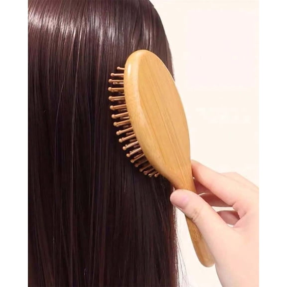 Apricot Wooden Paddle Hair Brush For Scalp Massage & Styling