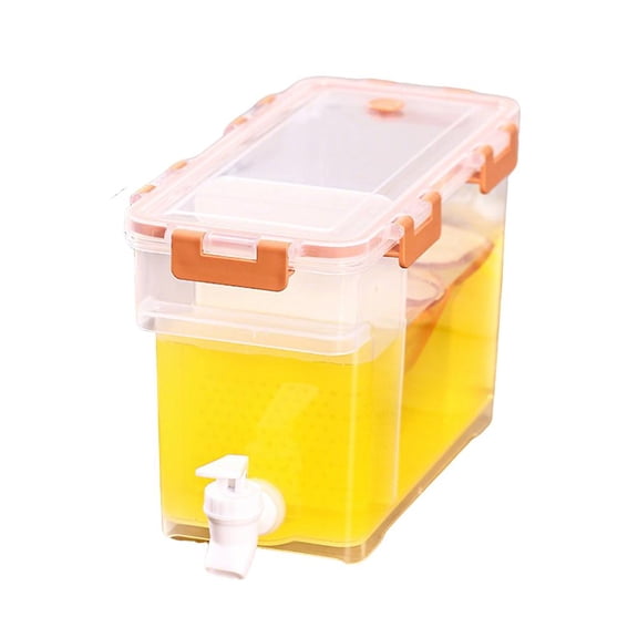 Apricot and Gray Leak-Proof Beverage Cooler with Stackable Design and Anti-Clogging Faucet for Refrigerator Storage