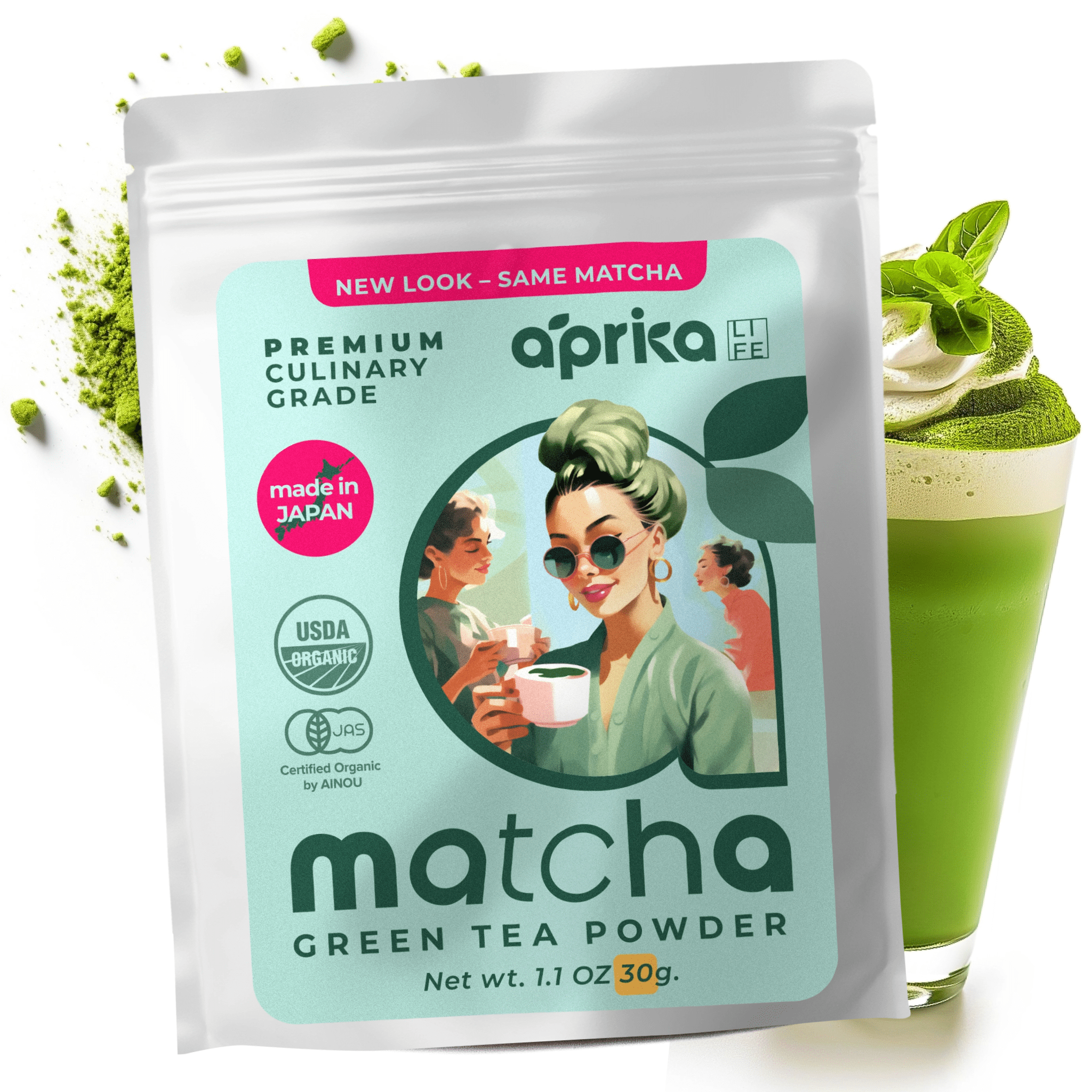 AprikaLife 100% Organic Japanese Matcha Green Tea Powder 1.05oz (30g ...