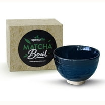 AprikaLife Traditional Japanese Matcha Tea Bowl Handcrafted Ceramic Tea Ceremony Cup Dark Blue Glaze