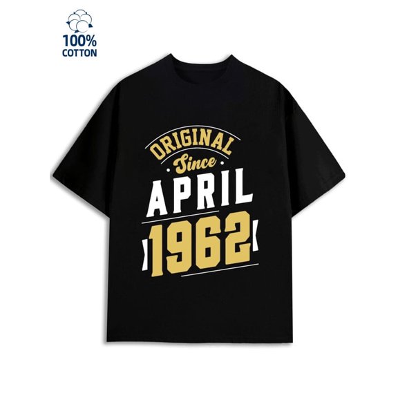 Greenink April 1962 T-Shirt men retro 180G Cotton black aesthetic vintage Classic Unisex Shirt Graphic Tee tshirts Unique Design Unisex Shirt Graphic Tee tshirts Vintag