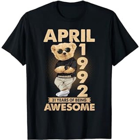 April 1992 31th Birthday 2023 31 Years Of Being Awesome T-Shirt