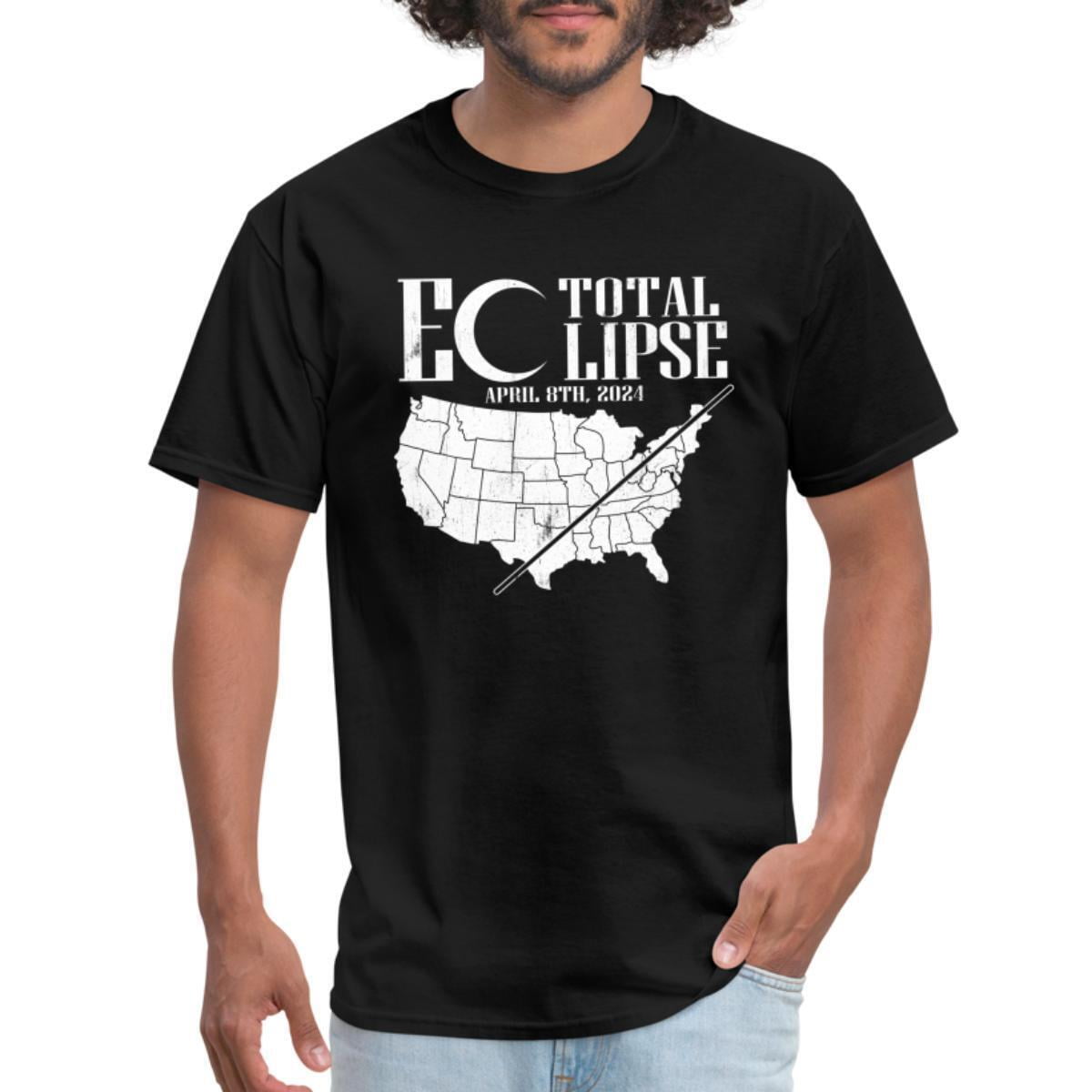 April 2025 Total Eclipse USA Map Path Of Totality Men's TShirt