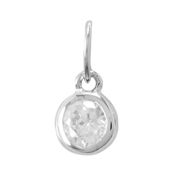 April Birthday Charm Clear Cubic Zirconia Sterling Silver