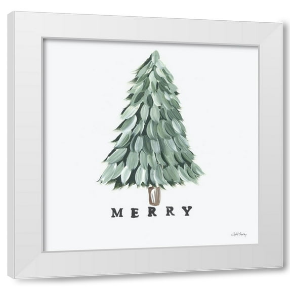 April Chavez 4x14 White Modern Wood Framed Wall Art Titled - Merry