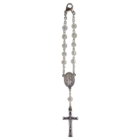 April/Crystal Birthstone Car Rosary, 6 Inches, KT704