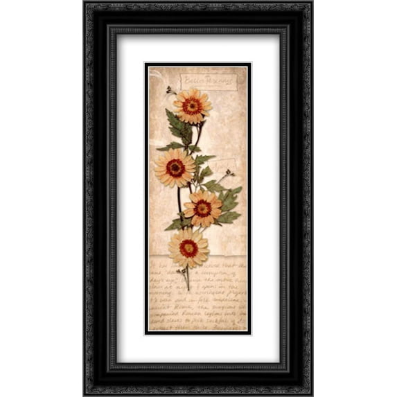 April Daisy 2x Matted 14x24 Black Ornate Framed Art Print by Stimson, Diane
