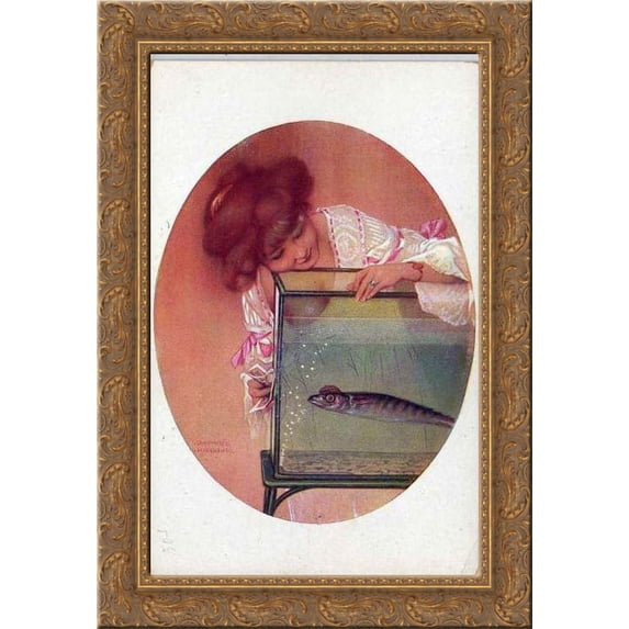 April Fool 24x18 Gold Ornate Wood Framed Canvas Art by Raphael Kirchner