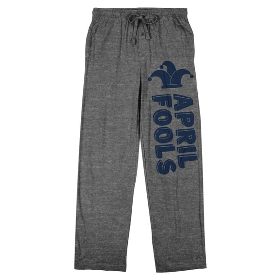 April Fools Jester Hat Adult Gray Heather Sleep Pajama Pants-Large