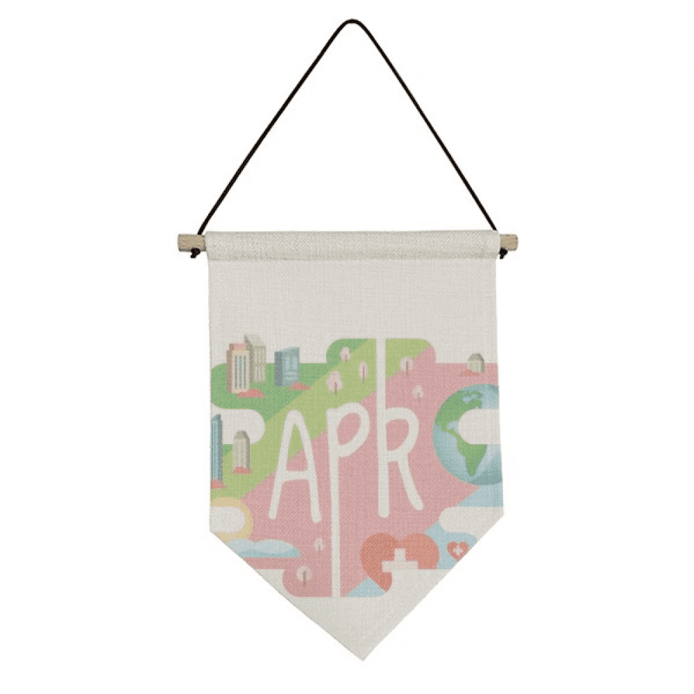 April Month Season Illustration Canvas Flag Hanging Wall Art Decor ...