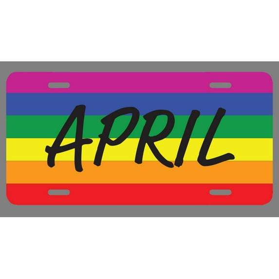 April Name Pride Flag Style License Plate Tag Vanity Novelty Metal | UV Printed Metal | 6-Inches By 12-Inches | Car Truck RV Trailer Wall Shop Man Cave | NP1906