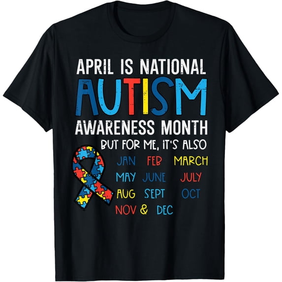 April National Autism Awareness Month Ribbon Men Women Kids T-Shirt