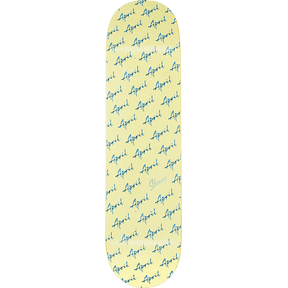 April Shane Chrome Script Logo Skateboard Deck 8.12 Yellow