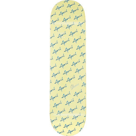April Shane Chrome Script Logo Skateboard Deck 8.5 Yellow