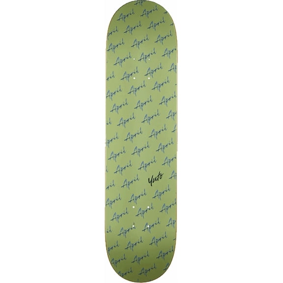 April Yuto Chrome Script Logo Skateboard Deck 8 Green