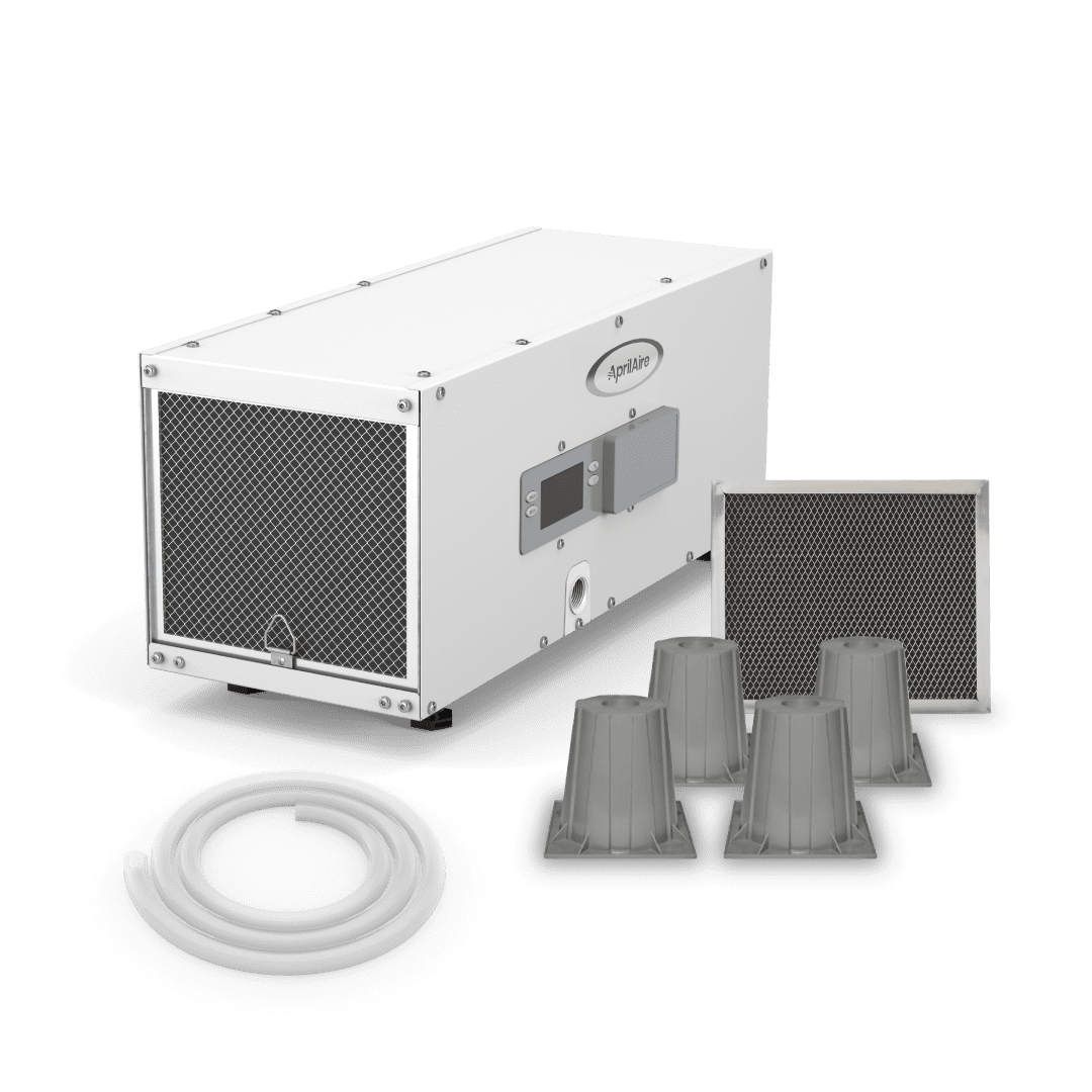 AprilAire E050 Pro Dehumidifier Bundle - 50 Pint Whole House Dehumidifier - Full Complete Kit - Crawl Spaces, Basements, Whole Homes, Commercial up to 1,600 sq. ft - 5 Year Warranty Included