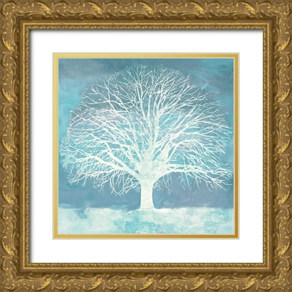 Aprile, Alessio 26x26 Gold Ornate Wood Framed with Double Matting Museum Art Print Titled - Aqua Oak