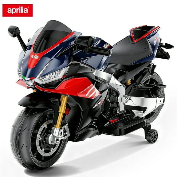 BKIRNP Aprilia 24V Kids Motorcycle Electric Motorbike Ride on Toy w/LED Lights Bluetooth Music Battery Powered 6MPH for Kids 3-11 Years Old