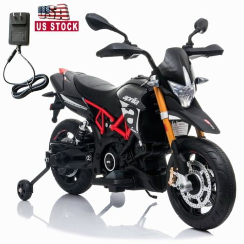 Aprilia Licensed Electric Kids Ride-On Motorcycle with Training Wheels ...
