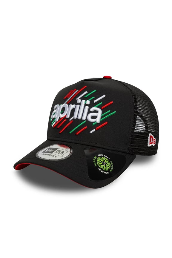 Aprilia Print Recycled E-Frame Trucker Adjustable Cap Black