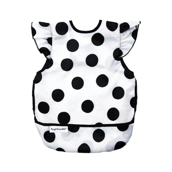 Tiny Twinkle Mess Proof Baby Bib - Waterproof Toddler and Baby Apron - Machine Washable - PFAS, PVC, BPA, Phthalate Free Small Months French Dot