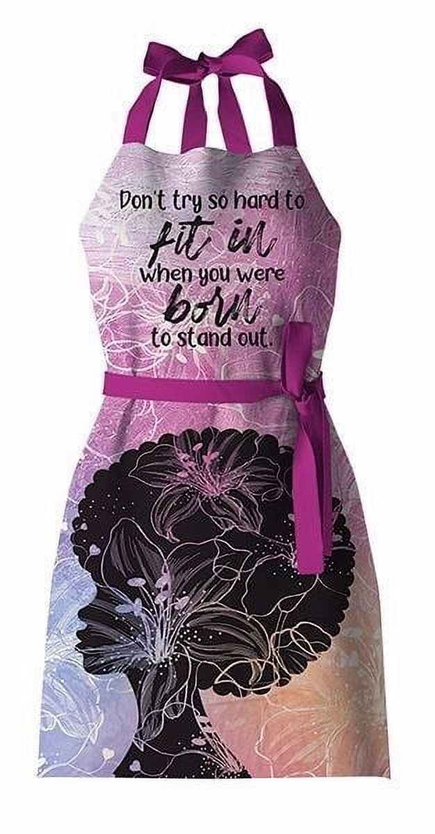 Vibrant Pink Cotton Apron with Afro Silhouette