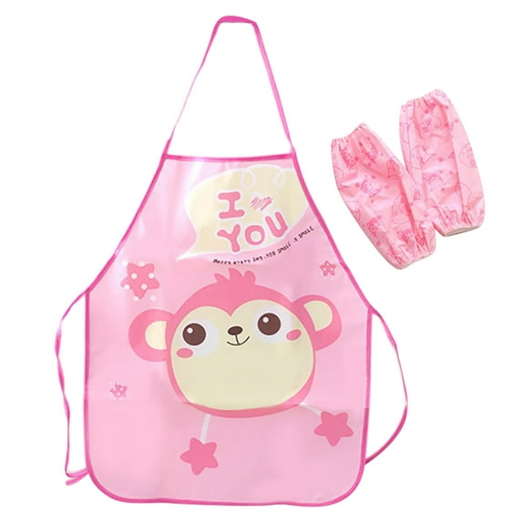Apron,Children's Play Apron Sleeve Set 3-6 Years Old Children's Household Chores Waterproof Anti-smudge Apron
