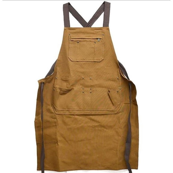 Apron - Crossback Chef Apron with Pockets - Canvas, Cross Back Chef Aprons for Men Women with Large Pockets