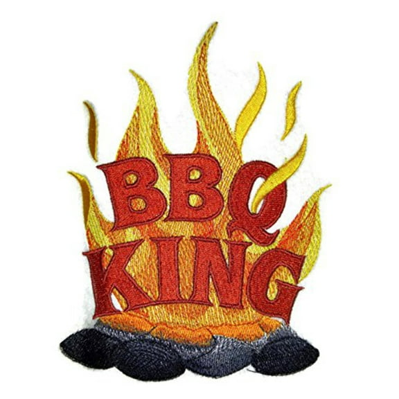 Apron Design [BBQ King] Embroidered Iron On/Sew patch [5 X 6]
