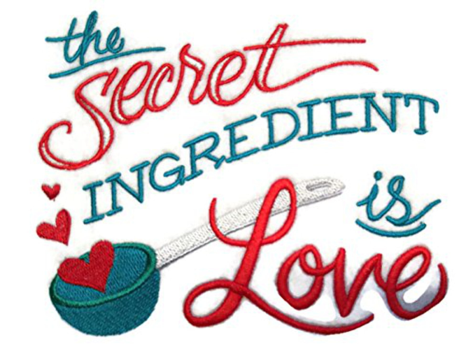 Apron Design [Secret Ingredient Is Love] Embroidered Iron On patch [6" X 4.8"]