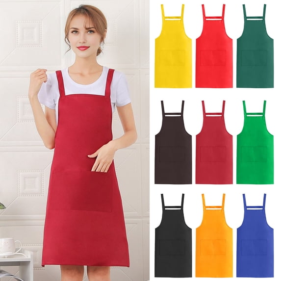 Apron H-back Design with Pocket, Adjustable Waterproof Polyester Kitchen Apron for Cooking Baking and Gardening, Comfortable Unisex Home Chef Apparel, Topliu