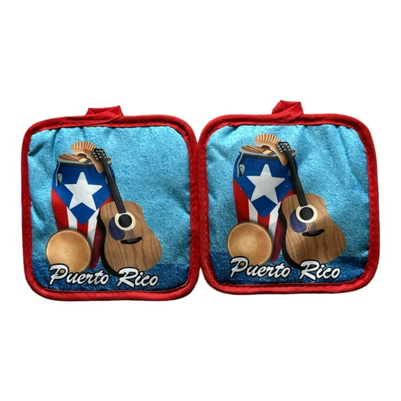 Apron Kitchen Pot Holder Conga Puerto Rico Set 2