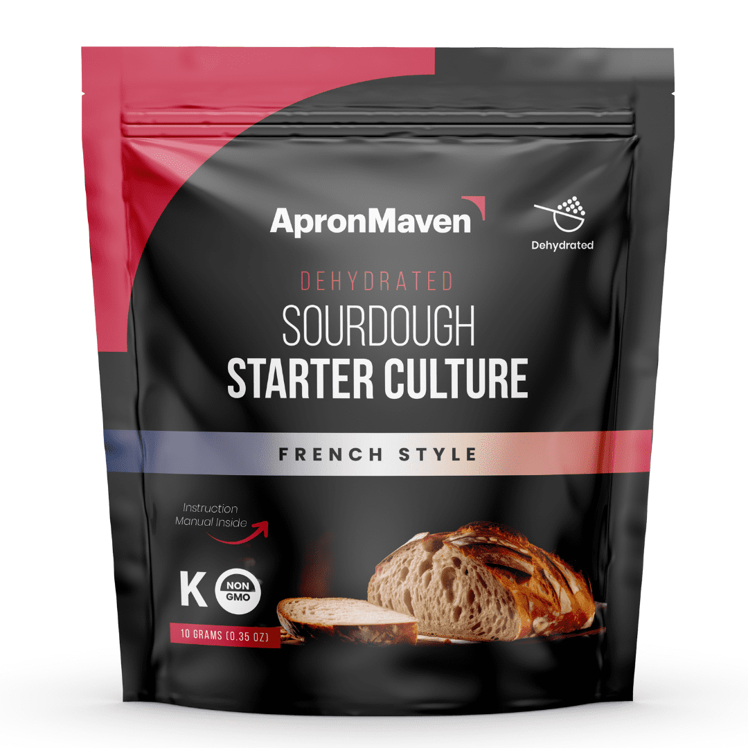 Apron Maven Premium Sourdough Starter Culture, French Style Dehydrated, Artisan Bread Baking, Baguettes, Boules, Pain au Levain with Simple Activation Instructions and Customer Support