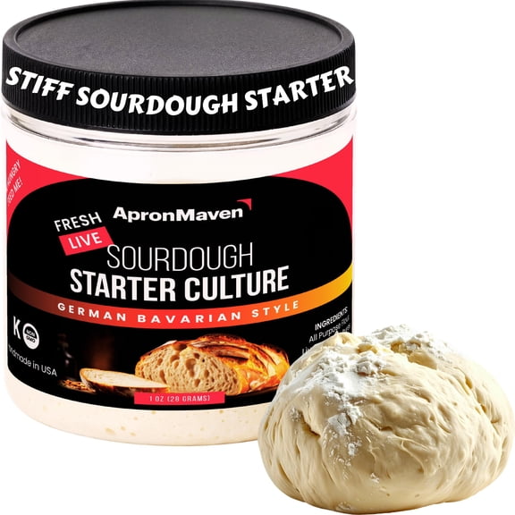 Apron Maven Stiff Sourdough Starter, German Bavarian Style, Low Hydration Live Culture for Sour Dough Bread Baking - Bake Sourdough Bread Faster Than Standard Startersng,