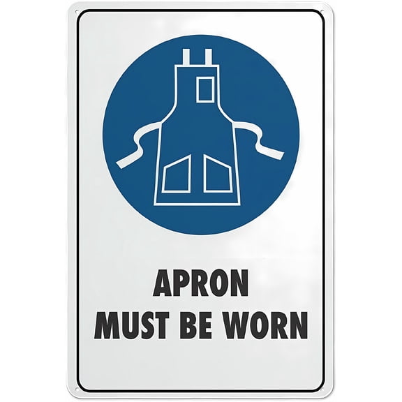 Apron Must Be Worn Aluminum Sign - 8"x12" Rust Free Metal Tin Sign, Home Business Yard Workplace Safety Sign