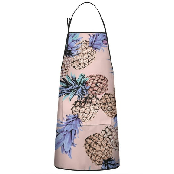 Apron Pineapple Fruits Bib Apron Cute Adjustable Aprons for BBQ Painting Cooking