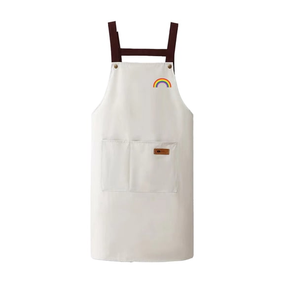 Apron Room Kitchen Apron Pvc Greaseproof Waterproof Workwear for Cooking, Grilling, Arts & Crafts, Adjustable Straps, White, 70x68cm