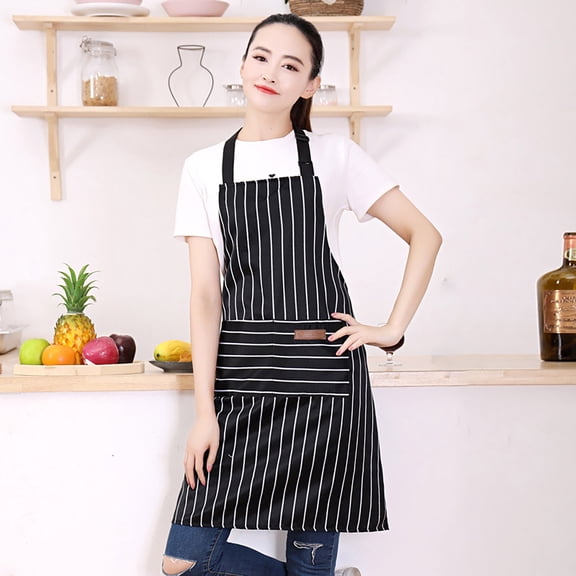 Apron Sleeve Kitchen for Stylish Home Use with Striped Design And Easy To Clean Adjustable Straps for Practical Apron,35.43 inch,Black